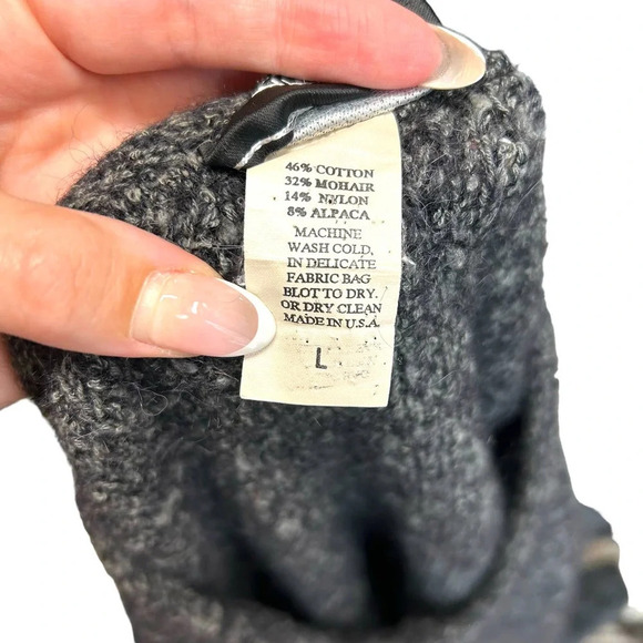 Eileen Fisher Vintage Marled Charcoal Gray V-Neck Sweater Tunic Size Large - Picture 7 of 7